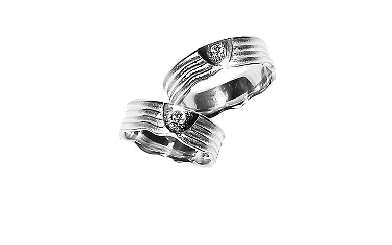 45167+45168-wedding rings, white gold 750 with brillant